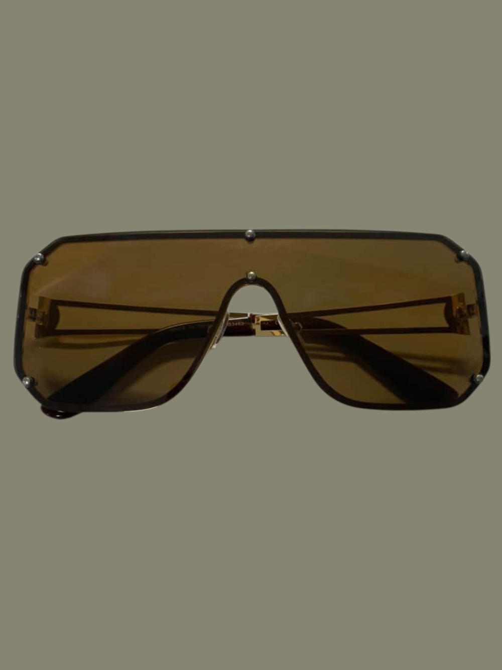 Oversized Shield Sunglasses in Brown Tinted Lens